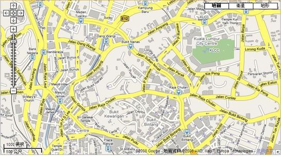 Google Maps 中的吉隆坡街道地圖